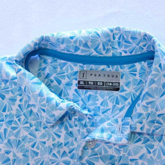 PGA Tour Performance Women's Golf Polo Blue White Print Short Sleeve, Size XL - Picture 10 of 10